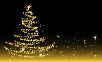 A beautifully designed Christmas tree made of glowing bokeh lights on a dark gradient background vector