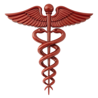 3D Red Medical Star Symbol with Caduceus png