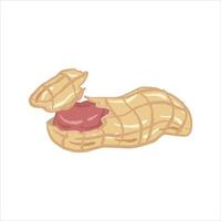 hand drawn illustration of peanuts with partially cracked shells, revealing the red-skinned peanuts inside vector