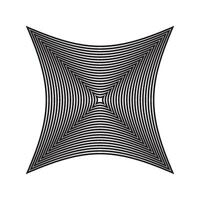 A black and white drawing of a square with a curved line vector