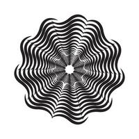 A black and white image of a flower with wavy lines vector