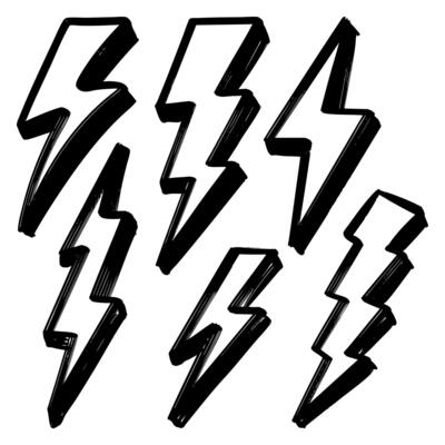 Doodle sketch style of electric lightning bolt symbol illustration for concept design.