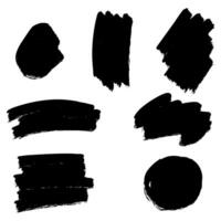 Set of ink brush strokes, brushes, lines, black paint, grungy. hand drawn graphic element isolated on white background. vector
