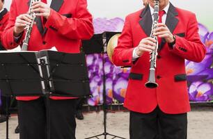 musicians playing wind instruments photo