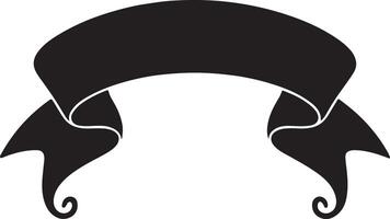 A black silhouette of an empty curved ribbon vector