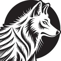 A black and white illustration of a wolf vector