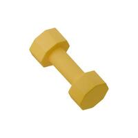 3d icon of yellow dumbbell isolated on white background. Minimal fitness object. 3d rendering. Suitable for gym, workout, and health related designs vector