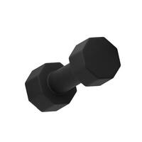 3d icon of black dumbbell isolated on white background. Minimal fitness object. 3d rendering. Suitable for gym, workout, and health-related designs vector