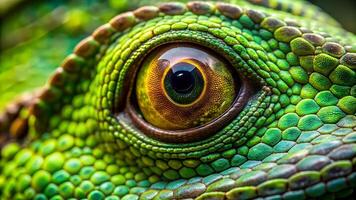 A green tree lizard head. Close-up shot. . photo