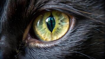 cat eye micro close up view. Dark background. photo