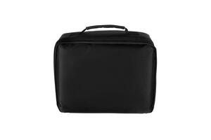 A black, rectangular, zippered carrying case with a handle on top, made of durable fabric, suitable for storing and transporting small items. photo