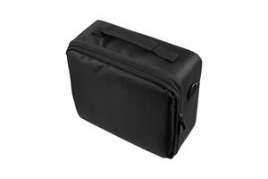 A black, rectangular, zippered carrying case with a handle on top, made of durable fabric, suitable for storing and transporting small items. photo