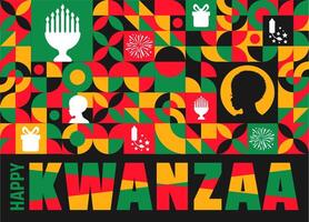 Happy Kwanzaa geometric shape pattern celebration background vector