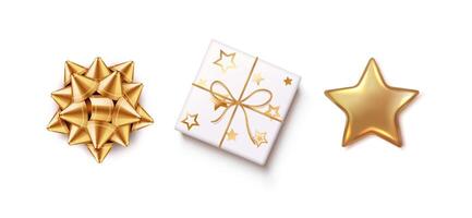 Golden and silver stars of customer rating realistic illustration. Visual representation of quality 3d objects on white background vector