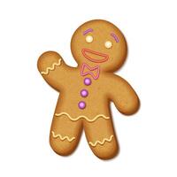 Festive gingerbread cookie Christmas tree realistic illustration. Biscuit adding holiday joy to celebrations 3d object on white background vector