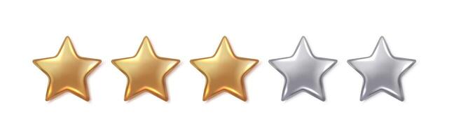 Gold metal star shining brightly realistic illustration. Achievement and success atmosphere symbol 3d object on white background vector