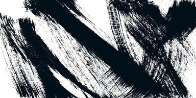 Hand Painted Brush Stroke Banner with Noise Effect. Abstract background with grunge black lines. Retro damaged strokes. vector
