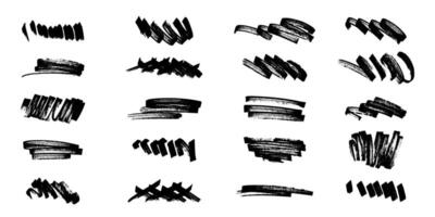 Grunge Hand Painted Marker Strokes Isolated on White Background. Permanent Highlighter Collection for Selecting Text. Abstract shapes with grunge effect vector