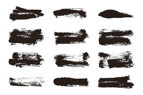 Hand drawn Grunge Ink Brush Strokes and Lines, Creative Brush Lines with Rough Edges. Abstract freehand doodle line borders. Black splashes