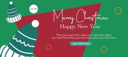Merry Christmas And Happy New Year with typography and hat element illustration for greeting card, poster and banner vector