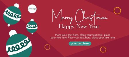 Merry Christmas And Happy New Year with typography in red background vector