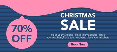 Creative Merry Christmas and Happy New Year Sale template horizontal with blue and pink color, shape background for banner and poster vector
