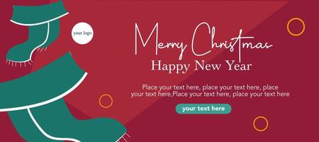 Merry Christmas And Happy New Year with typography with green syal element illustration vector