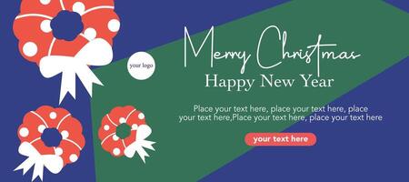 Merry Christmas And Happy New Year greeting with typography and wreath for poster and banner vector