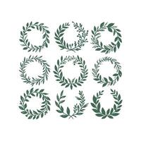 Set of green laurel wreaths vector