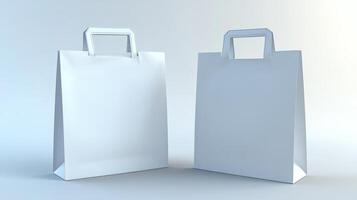 Two white bags with handles. Mockup. photo
