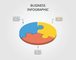 Jigsaw template with number for infographic for presentation for 3 element vector