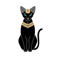 Egyptian cat on a white background. Ancient Egyptian goddess Bast or Bastet. vector