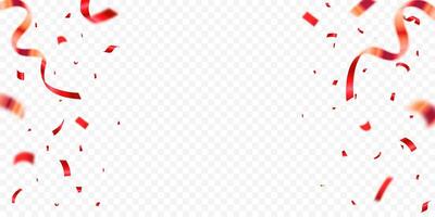 Red confetti. Confetti celebration party background design, Falling shiny red confetti isolated vector