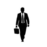 Black silhouette of a businessman holding a briefcase on a white background vector