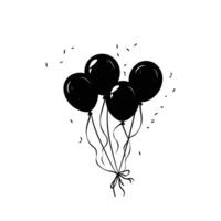 Silhouette of Happy New Year balloons on a white background vector