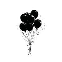 Black silhouette of Happy New Year celebratory balloons on a white background vector