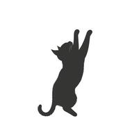Black silhouette of a cat in a playful pose on a white background. vector