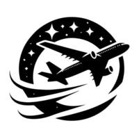An airplane flying in the sky with stars vector