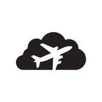 Airplane flying in the clouds icon illustration vector