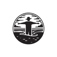 A man standing in the water with his arms outstretched vector