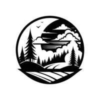 A black and white logo for a forest vector