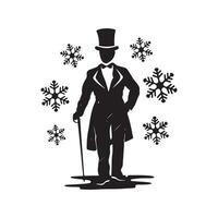 A man in a top hat and topcoat with cane vector