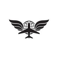 Airplane logo with wings on a white background vector