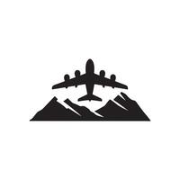 Airplane flying over mountains and mountains vector
