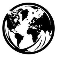 The world globe in black and white vector