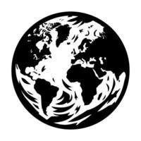 The earth is in a black and white silhouette vector
