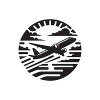 Airplane flying over the ocean and clouds vector