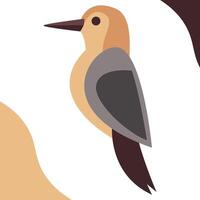 Minimalist Earth-Tone Bird Illustration with Abstract Shapes vector