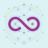 graphic of colorful infinity sign with futuristic element vector