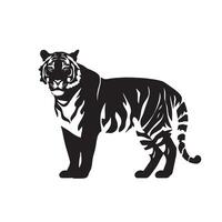 A black and white tiger silhouette on a white background vector